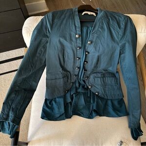 Free People Dark Teal Blazer with Button Accents
